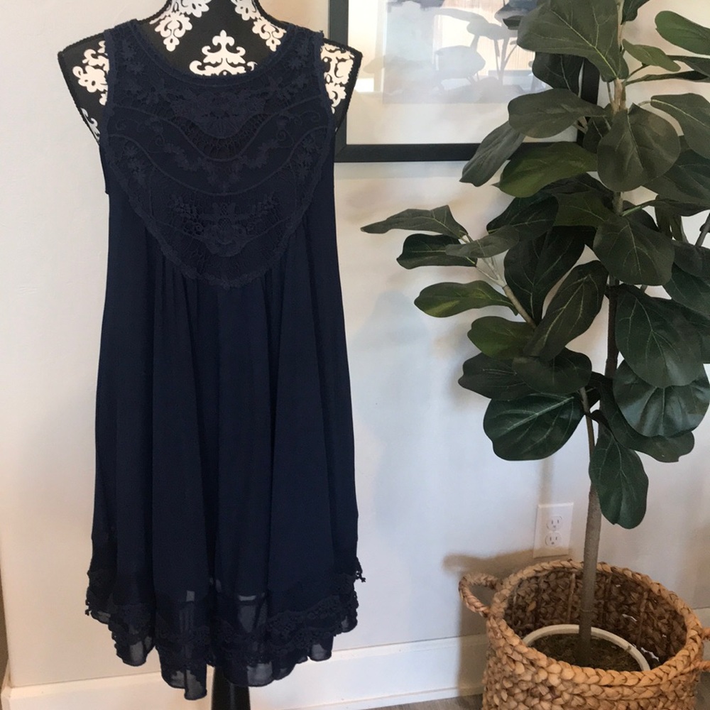 Altar’d State Navy Crochet Detail Dress Size S